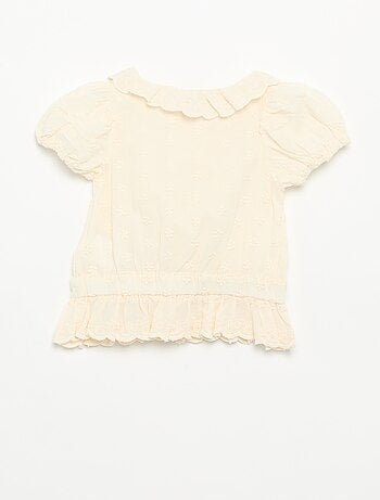 Blusa de broderie anglaise de manga curta