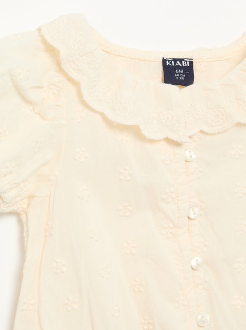 Blusa de broderie anglaise de manga curta - Kiabi