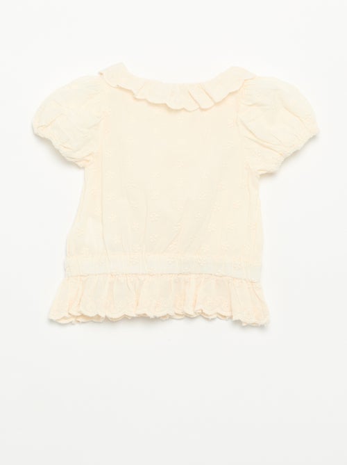 Blusa de broderie anglaise de manga curta - Kiabi