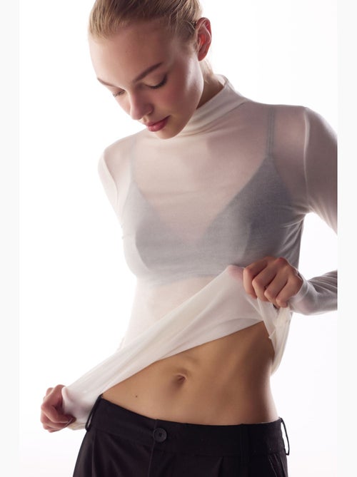 Blusa de caxemira com gola alta e manga comprida penti - Kiabi Blusa de caxemira com gola alta e manga comprida penti - Kiabi