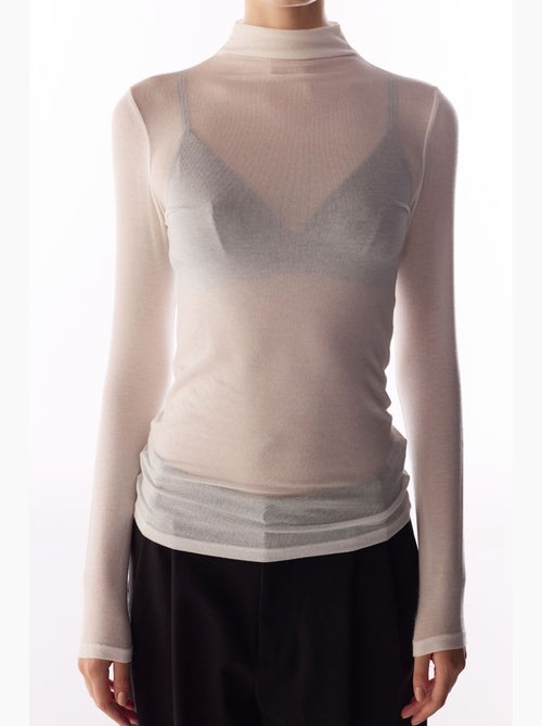 Blusa de caxemira com gola alta e manga comprida penti - Kiabi Blusa de caxemira com gola alta e manga comprida penti - Kiabi