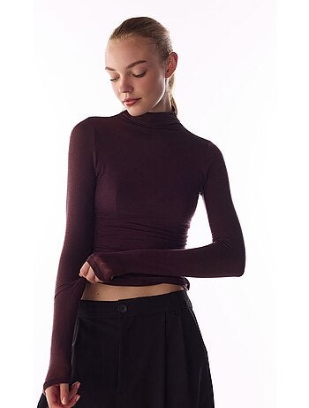 Blusa de caxemira com gola alta e manga comprida penti