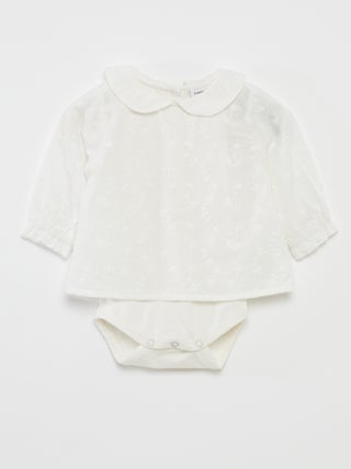Blusa de cerimónia com body integrado