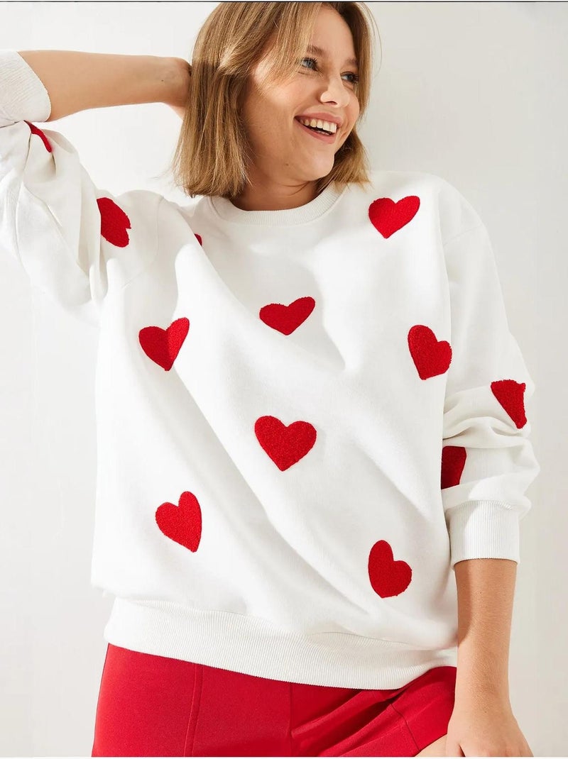 Blusa de coração bordada lucci Branco - Kiabi