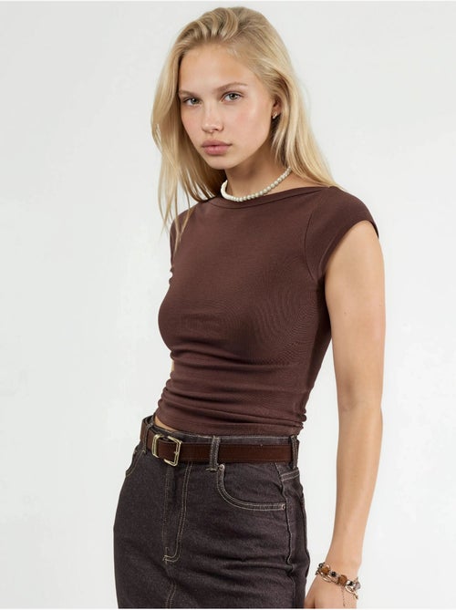 Blusa de corte justo com decote barco busem - Kiabi