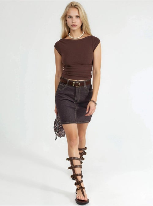 Blusa de corte justo com decote barco busem - Kiabi