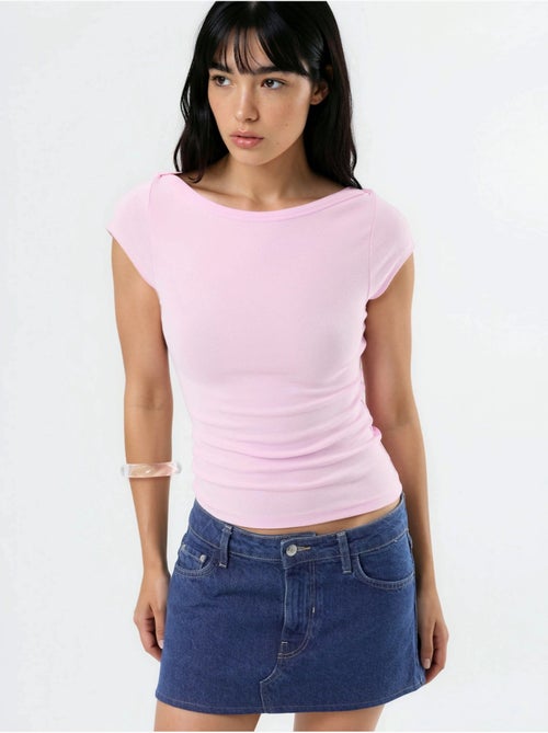 Blusa de corte justo com decote barco busem - Kiabi