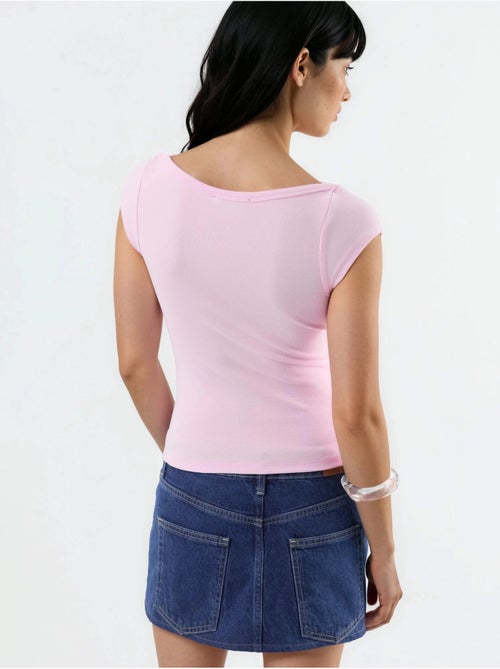 Blusa de corte justo com decote barco busem - Kiabi