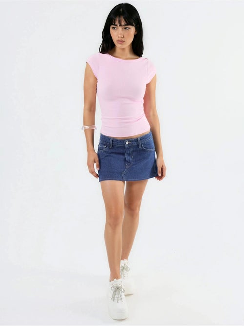 Blusa de corte justo com decote barco busem - Kiabi