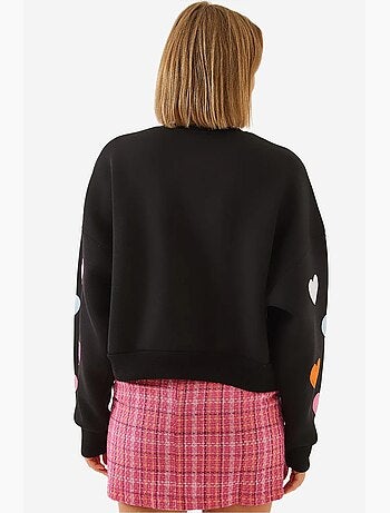 Blusa de fato de treino com bordado de coração e fio triplo escovado lucci