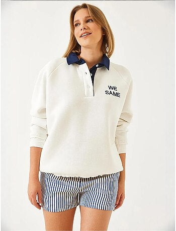 Blusa de fato de treino com gola polo e três camadas escovadas lucci