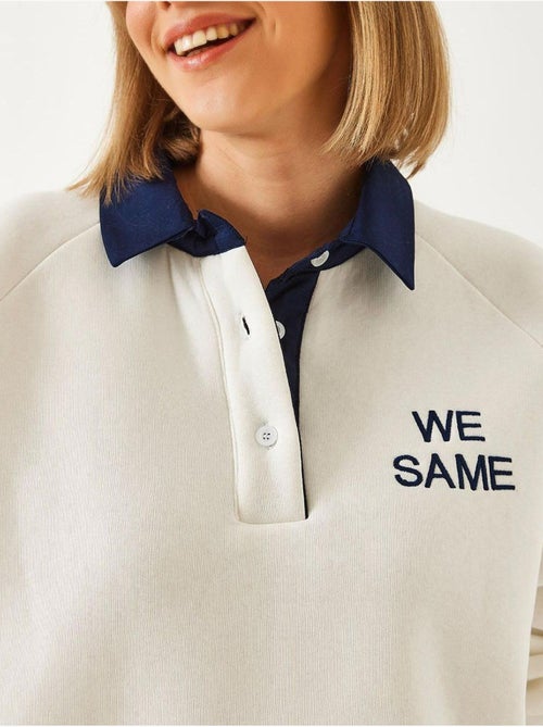 Blusa de fato de treino com gola polo e três camadas escovadas lucci - Kiabi
