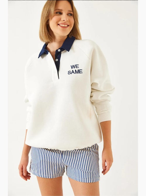 Blusa de fato de treino com gola polo e três camadas escovadas lucci - Kiabi