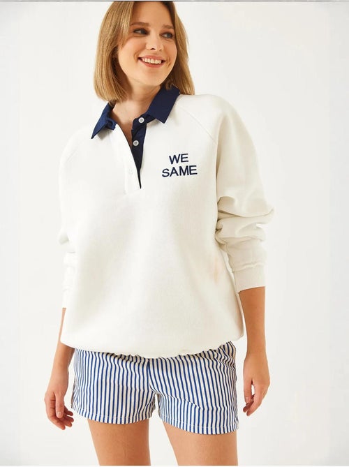 Blusa de fato de treino com gola polo e três camadas escovadas lucci - Kiabi