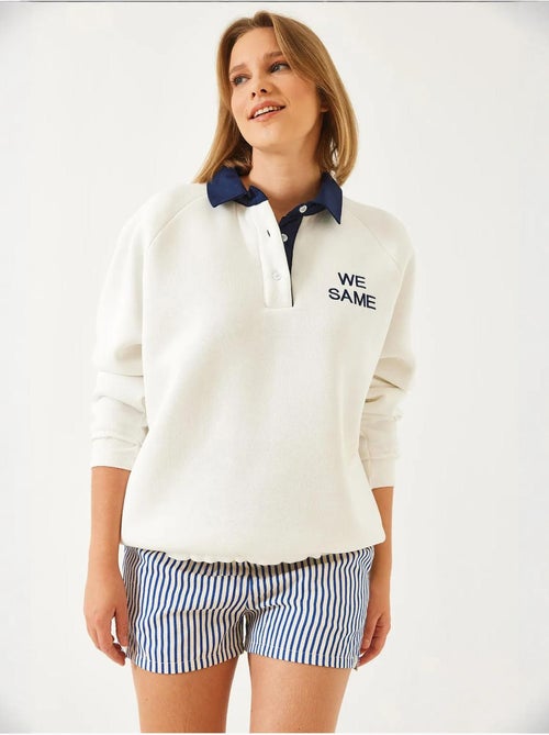 Blusa de fato de treino com gola polo e três camadas escovadas lucci - Kiabi