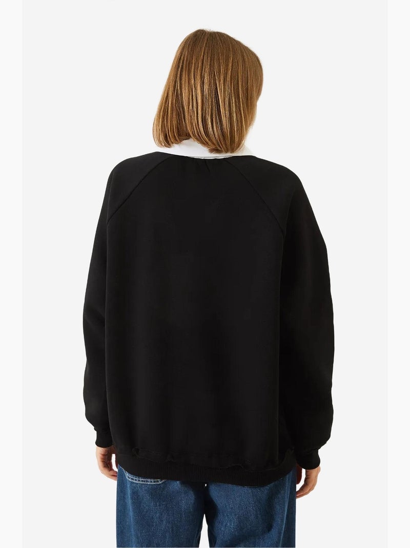 Blusa de fato de treino com gola polo e três camadas escovadas lucci Preto - Kiabi