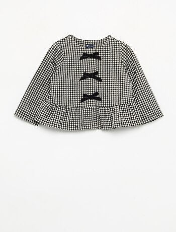 Blusa de flanela com laços e base com folhos