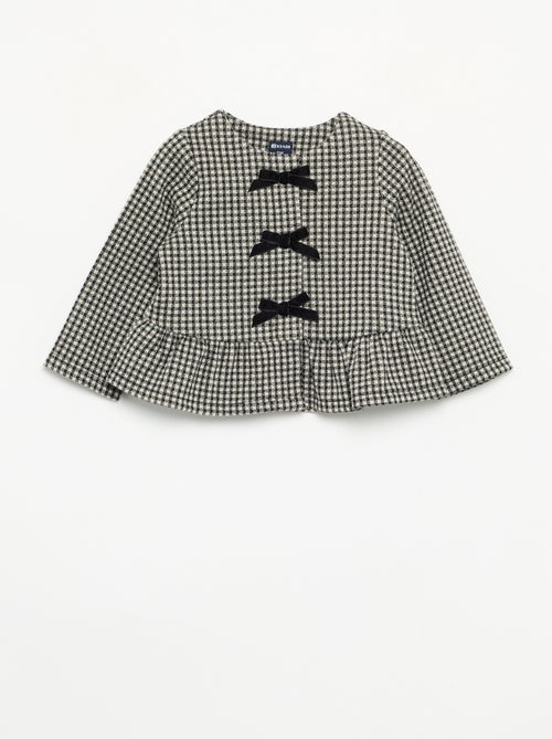 Blusa de flanela com laços e base com folhos - Kiabi