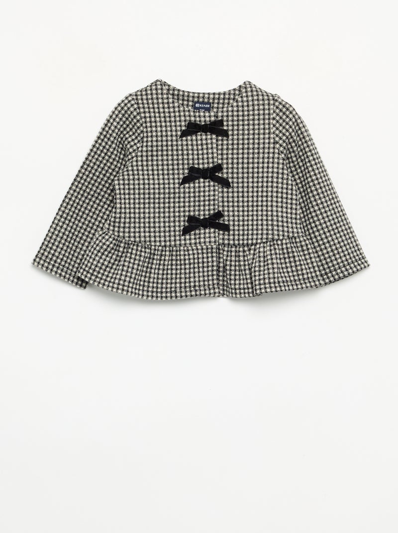 Blusa de flanela com laços e base com folhos Preto - Kiabi