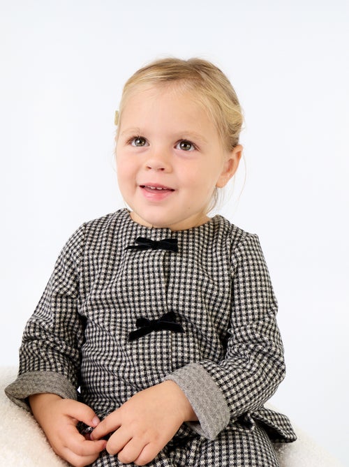 Blusa de flanela com laços e base com folhos - Kiabi