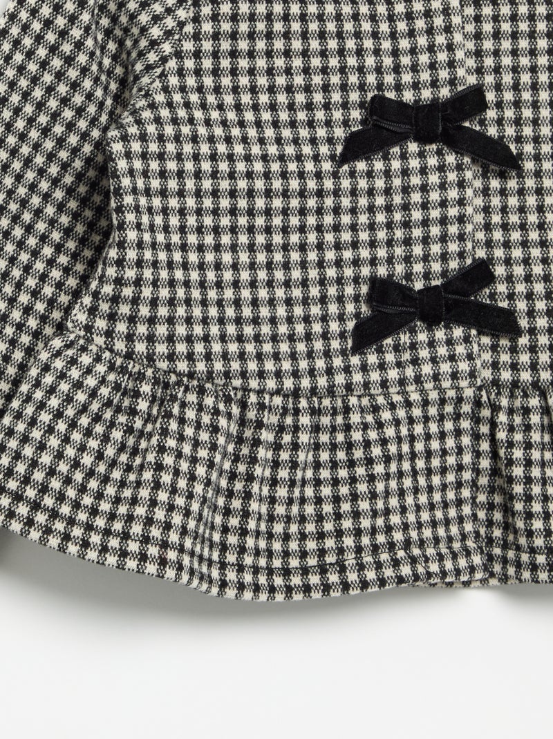 Blusa de flanela com laços e base com folhos Preto - Kiabi
