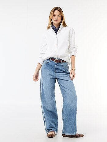 Blusa de ganga com gola com folhos