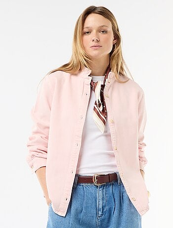 Blusa de ganga com gola com folhos