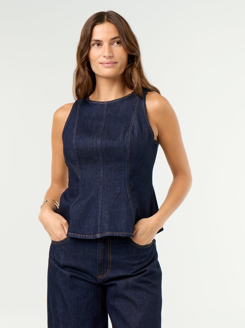 Blusa de ganga sem mangas Azul - Kiabi