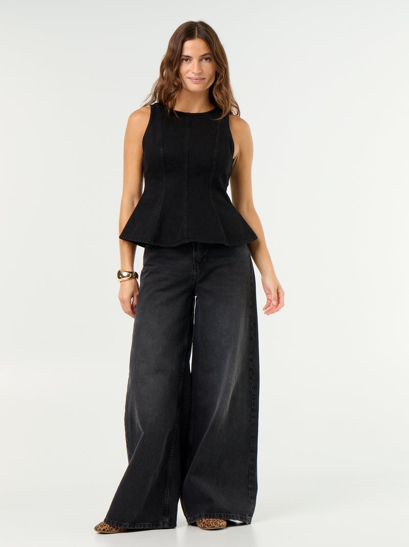 Blusa de ganga sem mangas Preto - Kiabi