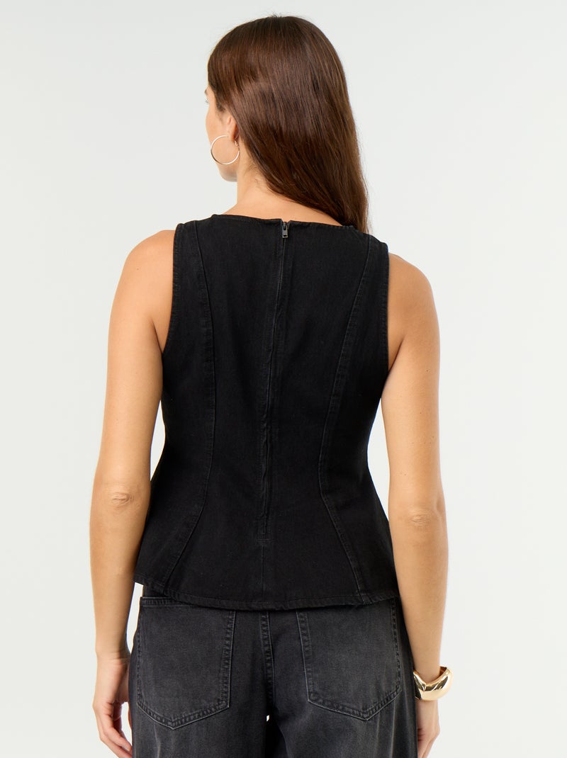 Blusa de ganga sem mangas Preto - Kiabi