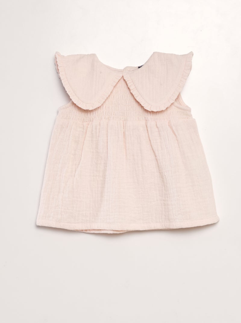 Blusa de gaze de algodão a ponto cheio ROSA - Kiabi