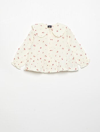 Blusa de gaze de algodão abotoada