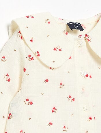 Blusa de gaze de algodão abotoada