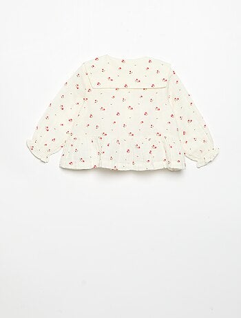Blusa de gaze de algodão abotoada