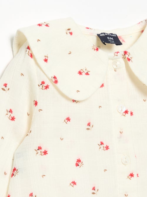 Blusa de gaze de algodão abotoada - Kiabi Blusa de gaze de algodão abotoada - Kiabi