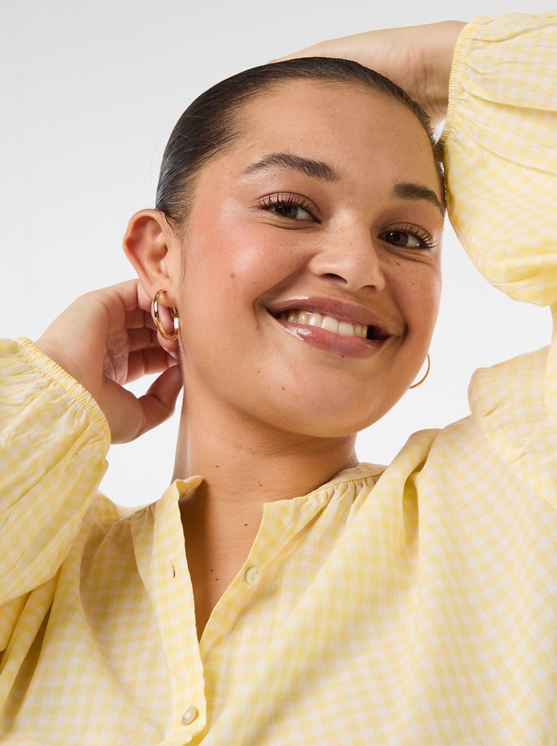 Blusa de gola redonda e mangas compridas Amarelo - Kiabi