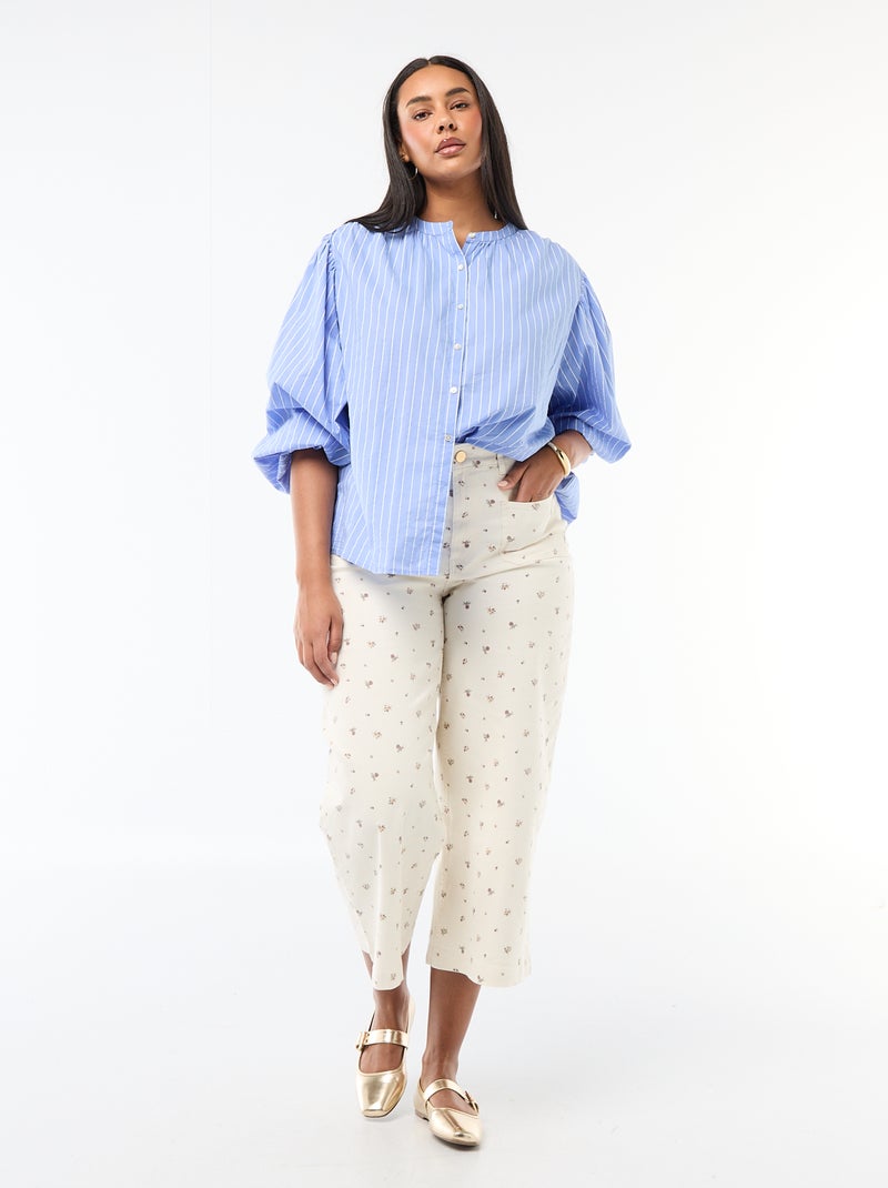 Blusa de gola redonda e mangas compridas Azul - Kiabi