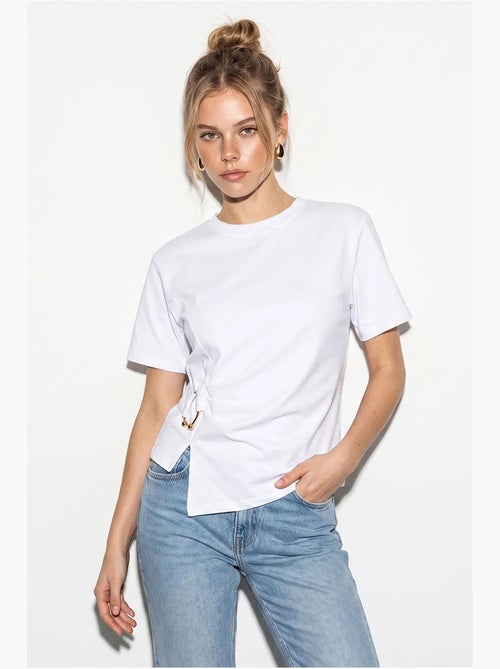 Blusa de gola redonda em mistura de algodão lucci - Kiabi Blusa de gola redonda em mistura de algodão lucci - Kiabi