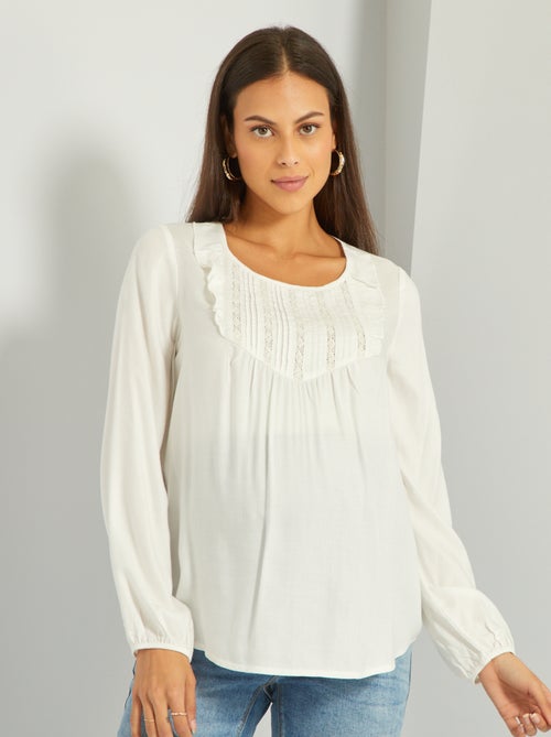 Blusa de grávida com bordado inglês - Kiabi