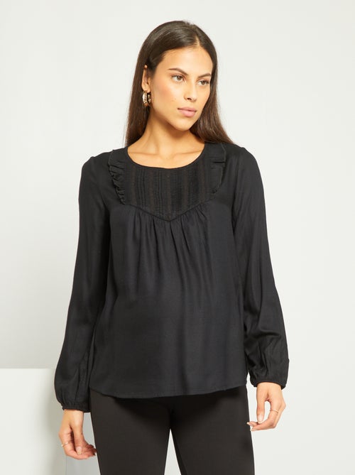 Blusa de grávida com bordado inglês - Kiabi