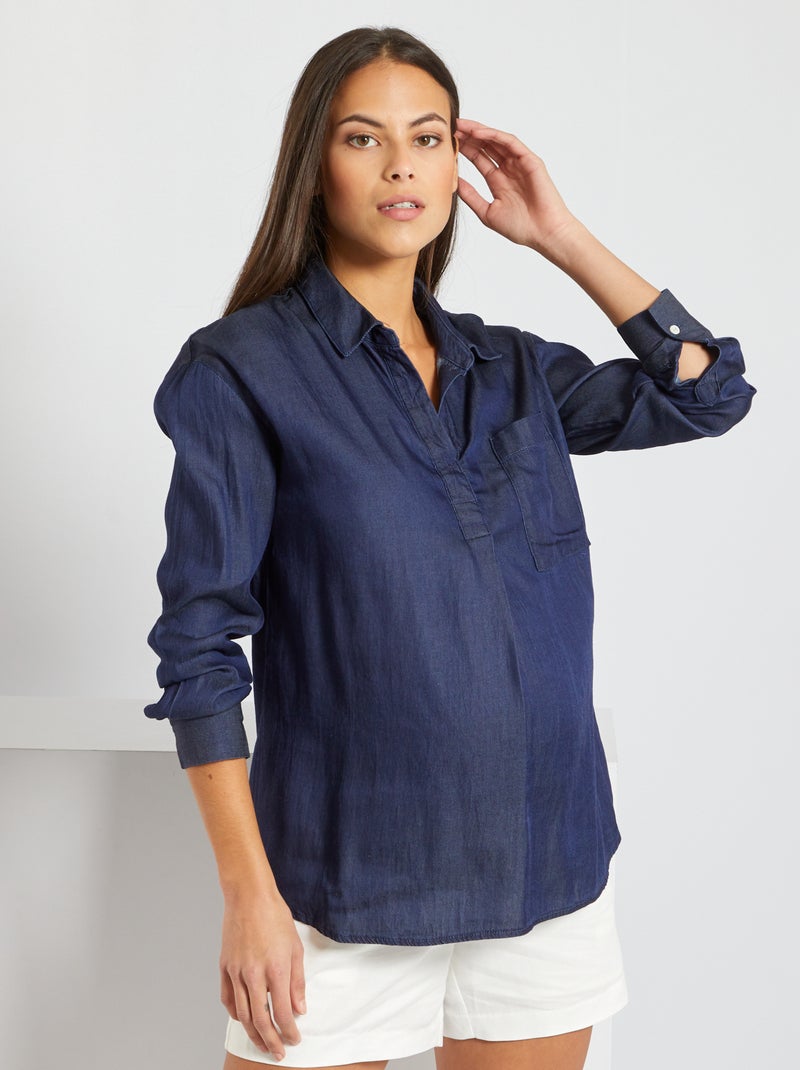 Blusa de grávida em liocel AZUL - Kiabi