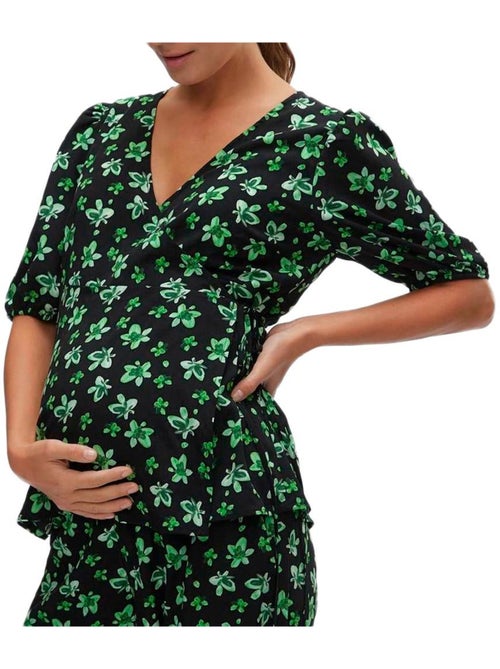 Blusa de Gravidez Mamalicious Linor Verde/Preta para Mulher - Kiabi Blusa de Gravidez Mamalicious Linor Verde/Preta para Mulher - Kiabi