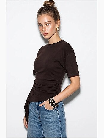 Blusa de jersey ajustada com detalhe drapeado lucci