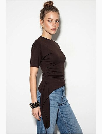 Blusa de jersey ajustada com detalhe drapeado lucci