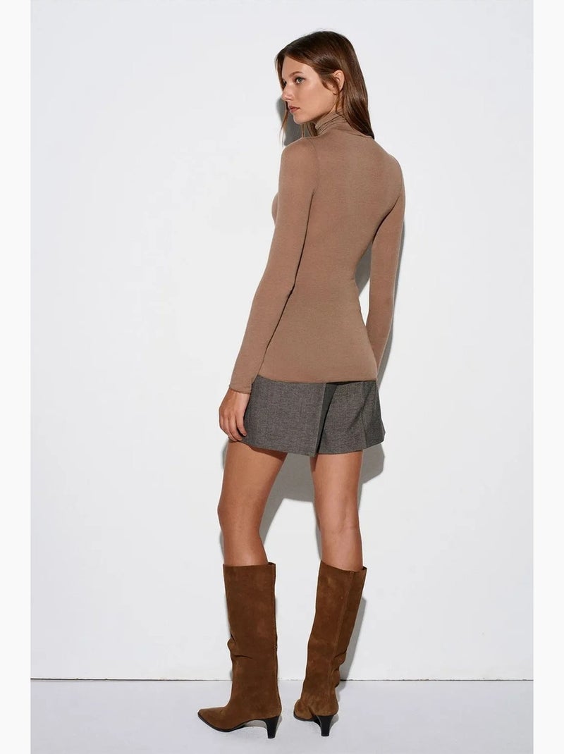 Blusa de jersey de gola alta slim fit dilvin Toupe - Kiabi