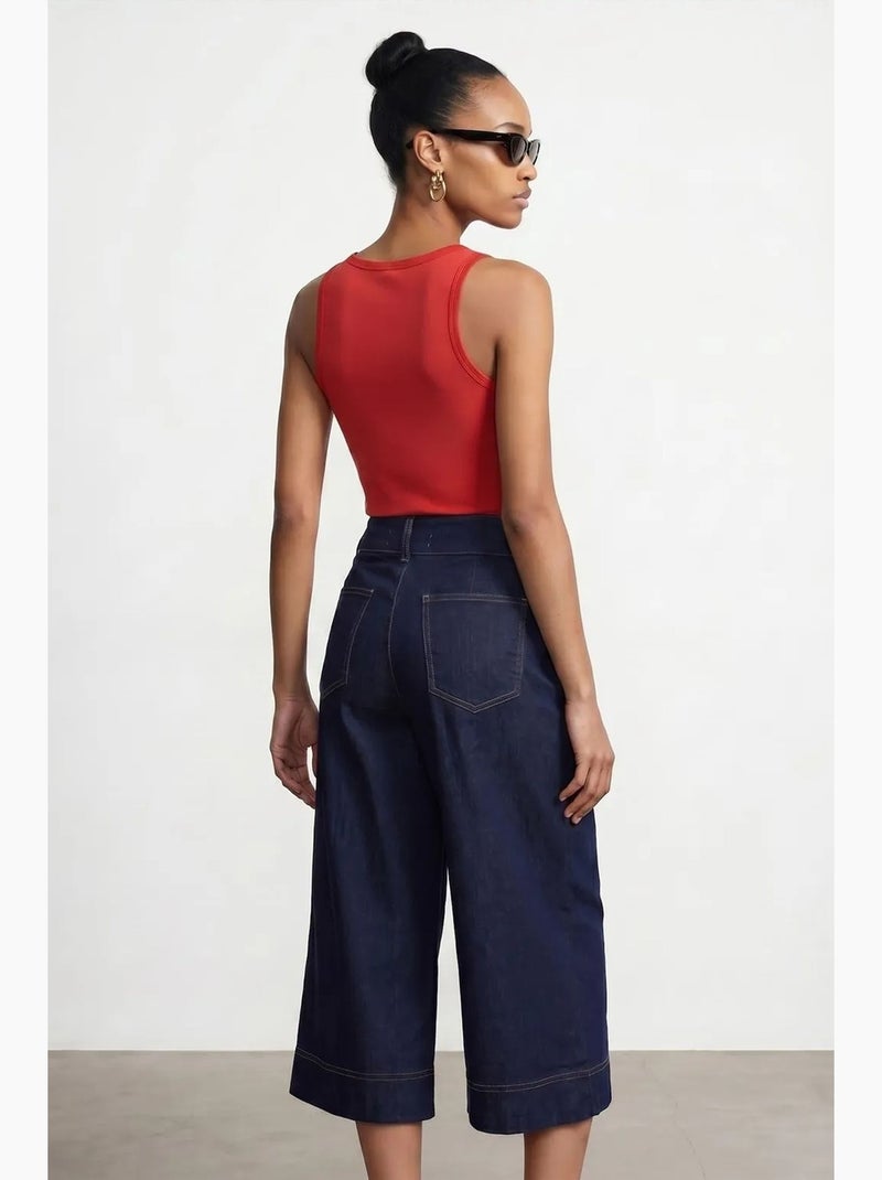 Blusa de jersey slim fit sem mangas bordada dilvin Vermelho - Kiabi