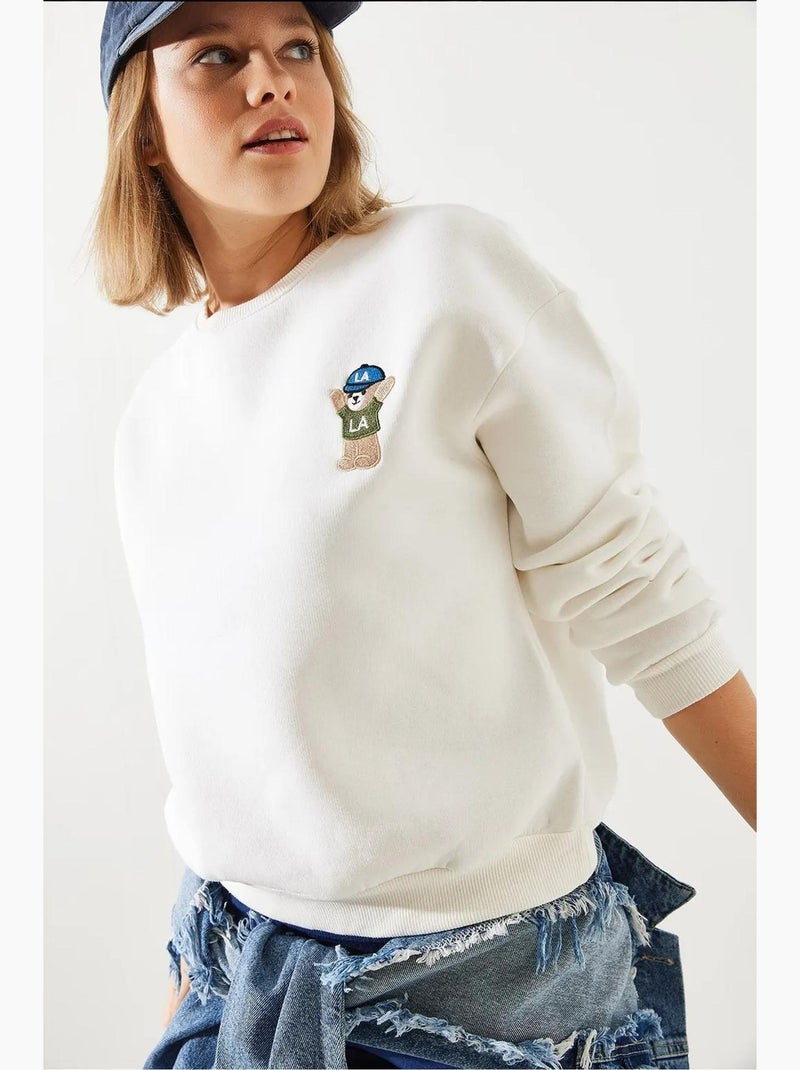 Blusa de lã bordada lucci Bege-argila - Kiabi