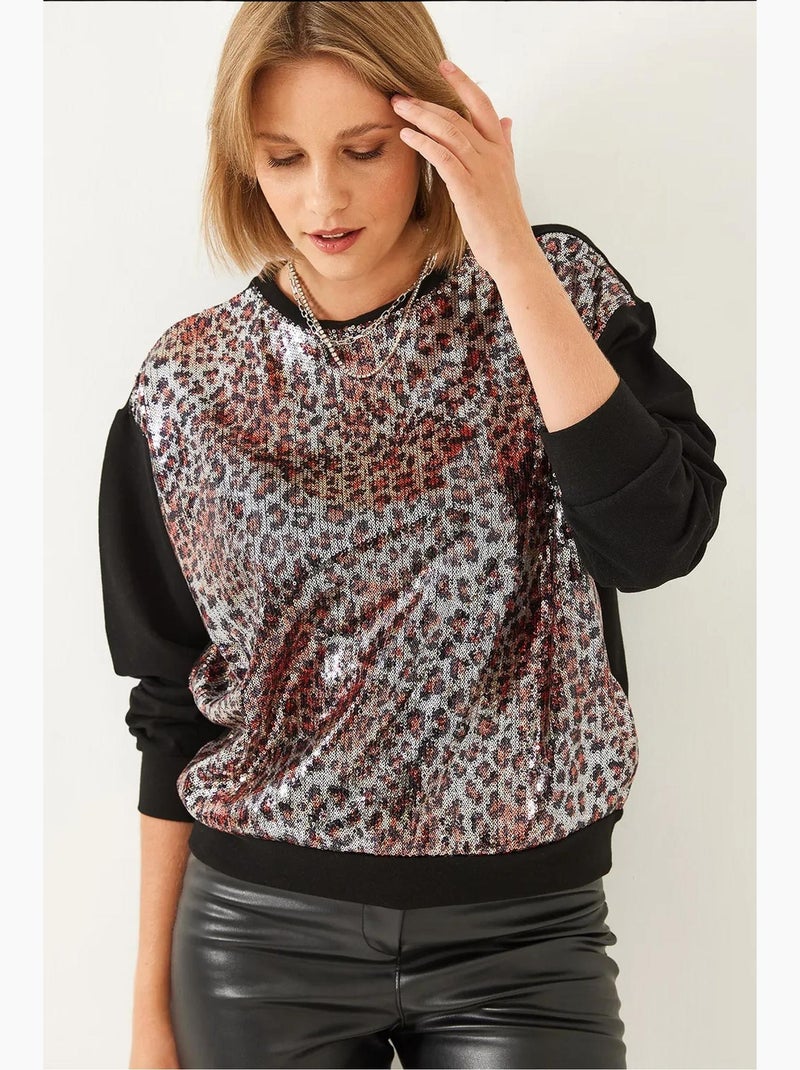 Blusa de lantejoulas lucci Preto/Prata - Kiabi