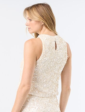 Blusa de lantejoulas sem mangas