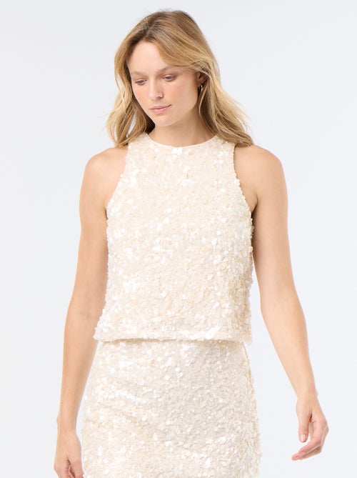 Blusa de lantejoulas sem mangas - Kiabi